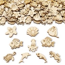 ParPix Pack of 100 Wooden Sea Animals Decorative Confetti, 3 cm Underwater World Scatter Decoration, Confetti Underwater Decoration Children's Birthday, Ocean Animals Scatter Decoration, Ocean Theme