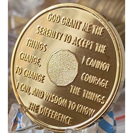 4 Year AA Medallion 22K Gold Plated Premium Serenity Prayer Sobriety Chip