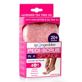 Spongeables Pedi Scrub Foot Exfoliating 20+ Wash Sponge, Lavender, 1 Count