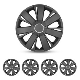 CAROXX 15'' Hubcaps, Wheel Rim Cover, Universal Hub Caps Replacement, PP Material, Exterior Accessories for Car Pickup Truck SUV, Set of 4, Matte Black Painted