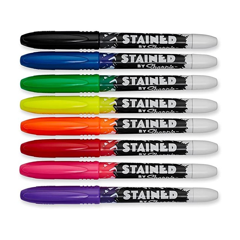 Sharpie Stained Permanent Fabric Marker, Assorted, 8-Pack (SAN1779005)