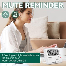 Digital Kitchen Timer, Senbos High Decibel Loud Alarm Magnetic Countdown Countup Cooking Timer, Digital Timer Event Timer Silent Classroom Timer with Large LED Display for Kids and Seniors, White
