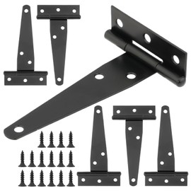 Pack of 6 T-Hinges Heavy Duty Hinges Foldable 100 mm Door Hinge with 36 Pieces Screws Garden Gate Hinge Triangle Hinges for Wooden Doors, Garden Gate, Shed Doors, Windows