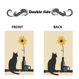 iWeeta Black Cat Garden Flag, Black Cat & Sunflower Artistic Design Banner 12x18 Inches for Yard Outdoor Decor