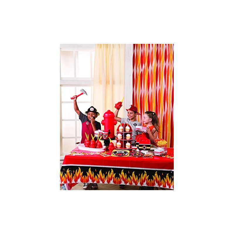 Fire Heroes Disposable Tablecloth - Fire Plastic Table Cover 9