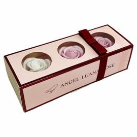 Q-FLA Ruana Rose Shape Hand Wash Soap Set of 3 Three Rose "Angel Luana Rose" White/Pink/Purple W22xD8xH6cm