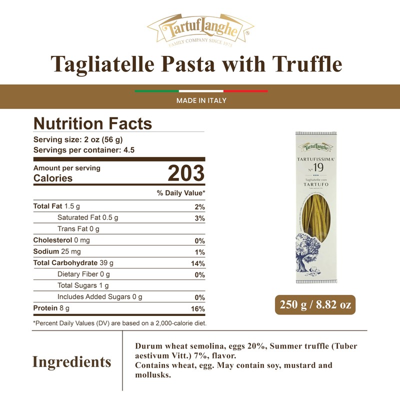 TartufLanghe Tartufissima N°19 Tagliatelle Pasta With Black Truffle – Authentic