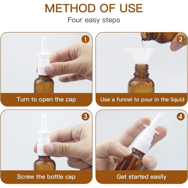 Nasal Spray Bottle, 3 Pcs 30ML/1oz Glass Amber Refillable Fine