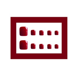 Red Press on Toenails 24pcs Glossy Solid Color Fake Toenails Minimalist Wine Red Toe Nails with Glitter Full Cover Designs Summer Natural Short Acrylic Toenails Glue on Toenails for Women Girls