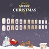 24 Pcs YEFIUO Christmas Pink Press on Nails Short Almond