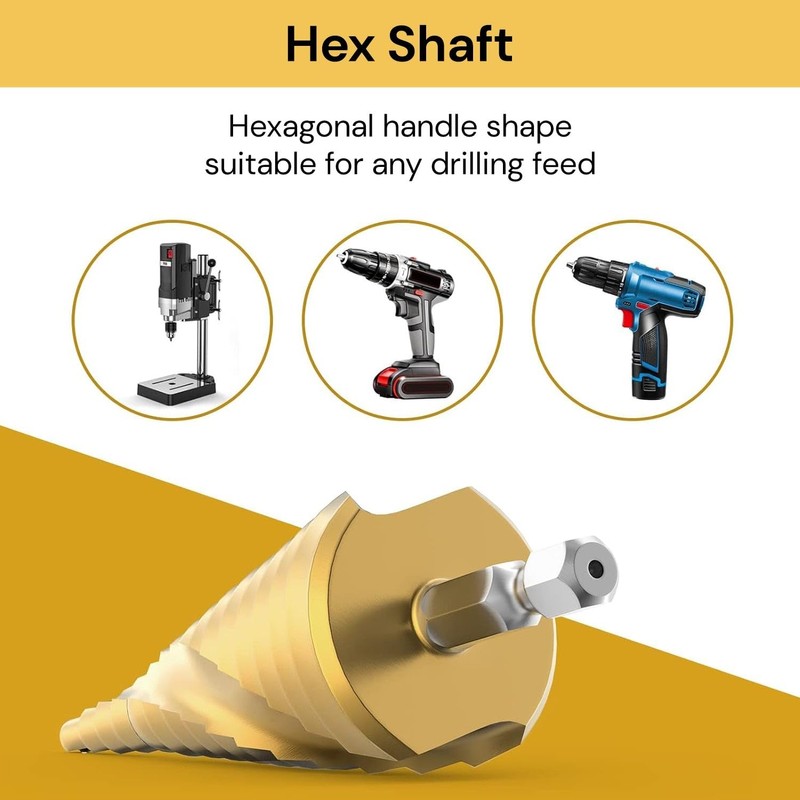 Spendeal 3-Piece Step Drill Bit Set, Hex Shank Quick Change