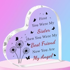 SMARGO Sister Memorial Gifts Sympathy Gifts for Loss of Sister Acrylic Plaque In Memory of Sister Plaque Bereavement Condolences Funeral Grief Sympathy Gifts Acrylic Heart Keepsake