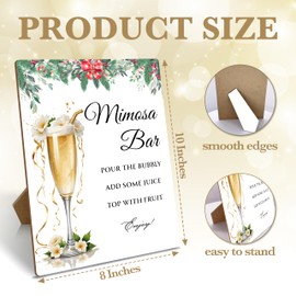 Mimosa Bar Sign, Merry Christmas Mimosa Bar Supplies, Christmas Eve Bar Decor With Stand, Winter Wooden Tabletop Sign, Christmas Themed Birthday Wedding Baby Shower Party Decorations, 33