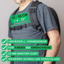 Adjustable Chest Strap for Backpack, 2 Pack, Black for Kids to Adults, Fits 10-55 cm Chest Strap Width, for Retrofitting Hiking Backpack, School Bag, Backpack Strap Top Backpack