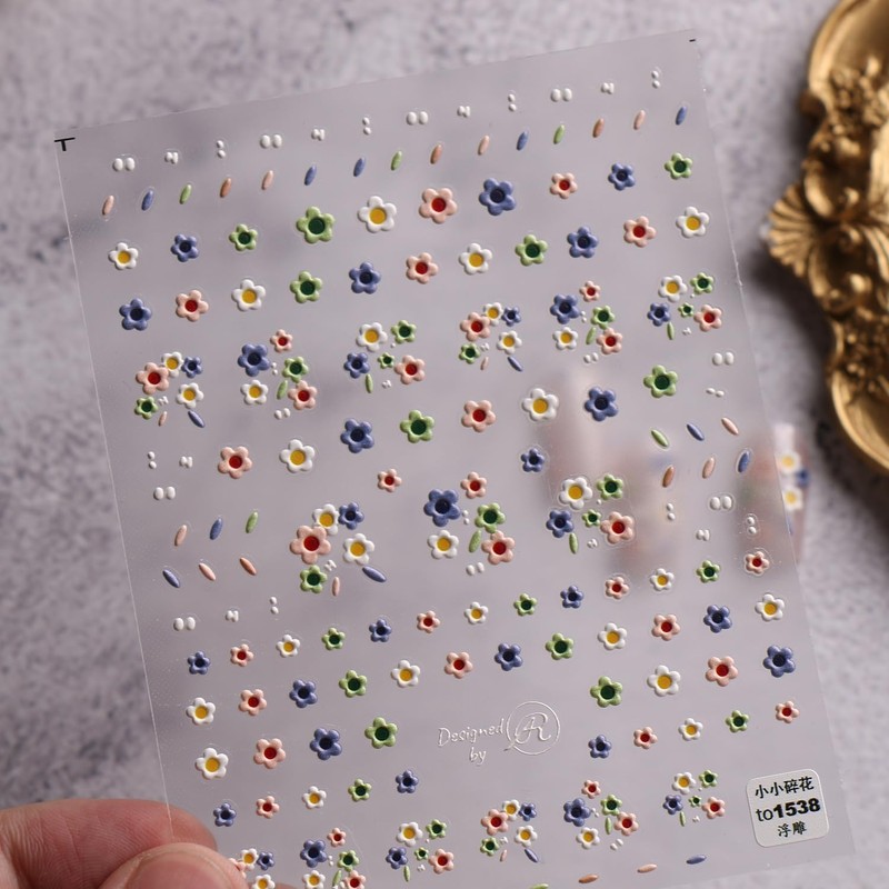 JMEOWIO 3D Nagelsticker Bunte Blume Nail Art Sticker Selbstklebend Nagelaufkleber