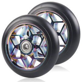 Pack of 2 Stunt Scooter Wheels 110 mm, Colourful Scooter Replacement Wheels, 88A Scooter Wheels for Stunt with ABEC-9 Bearings Aluminium Spoke Core, Replacement Wheels Scooter Wheels Compatible with