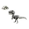 Rhodium Plated T Rex Dinosaur Skeleton Fossil Lapel Pin Badge