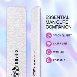 10pcs - PANA Jumbo Double-Sided Emery Nail File for Manicure, Pedicure, Natural, and Acrylic Nails - Zebra (Grit 60/60)