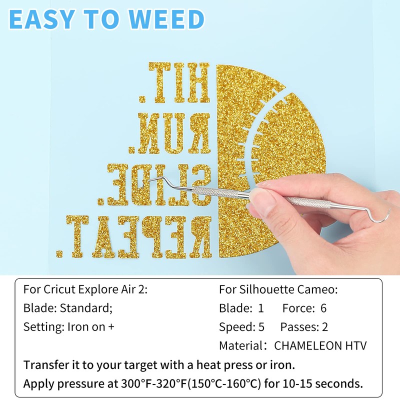 Lya Vinyl Glitter Heat Transfer Vinyl, 12" x 5ft Gold