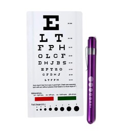 Diagnostic Penlight with Imprinted Pupil Gauge & Pocket Clip Multipurpose Aluminum Flashlight With Snellen Eye Chart Exam Reusable Medical Inspection Pen Light for Nurses, Students, EMT (Purple)