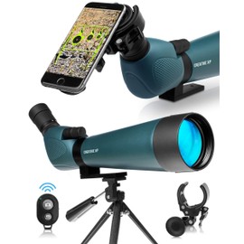 CreativeXP HD Spotting Scope with Tripod 20-60x80mm - BAK 4 Prism Spotting Scopes for Target Shooting Hunting Astronomy Bird Watching - 100% Waterproof Shockproof IP67 - Phone Adapter and Clicker