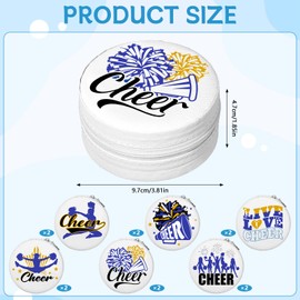 12 Pcs Cheer Team Gifts for Cheerleader Cheer Jewelry Box Round Mini Travel Jewelry Box Organizer for Rings Earrings Necklaces Cheerleader Gifts Bulk for Team, Banquet, Competition & Birthday Party
