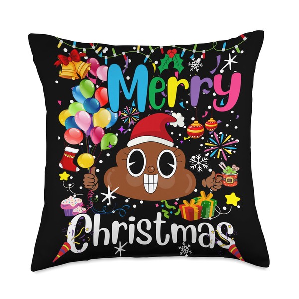 Merry Christmas Poop Xmas Celebration Throw Pillow