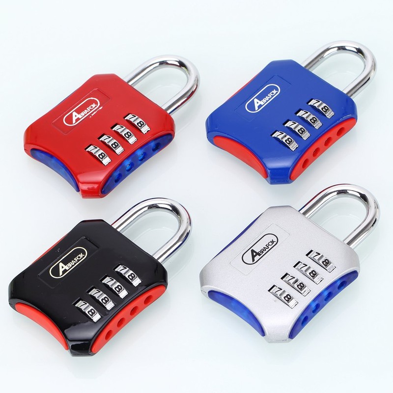 ABRAFOX Padlocks, Heavy Duty 4-Digit Re-settable Combination Codes Locks, Luggage