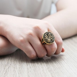 HZMAN Retro Stainless Steel Ring for Men Inspirational Bible Verse Cross Ring Christian Faith Jewelry Gift, Metal, No Gemstone