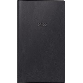 BRUNNEN 1075528902 Pocket Calendar Model 755, 2 Pages = 1 Week Landscape, 8.7 x 15.3 cm, Plastic Cover Black, Calendar 2022