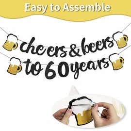 60th Birthday Decorations,Cheers to 60 Years Banner, 60th Birthday Banner for Women Men, Decorations for 60th Birthday Wedding Anniversary Party Supplies Decorations
