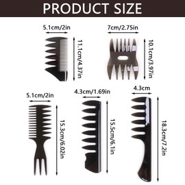 5Pcs Durable 3 in 1 Styling Comb Professional Men Hairdressing Comb Massage Head Oil Comb Hairdressing Tool Wide Tooth Hairstyling Fork Comb for All Hair Types