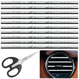 Ysimple 30 Flexible Car Air Vent Decoration Strip - Cuttable Silver Car Styling Trim Ventilation Grille Interior Strips, Car Accessories Interior for Ventilation Openings (Silver)