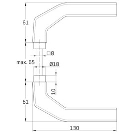 Amig - Set of Aluminium Silver Handles Without Plate Ideal for Passage and Entry Doors – 130 x 61 mm · Maximum Door Thickness 65 mm | Functional, Decorative and Modern Crank Handle