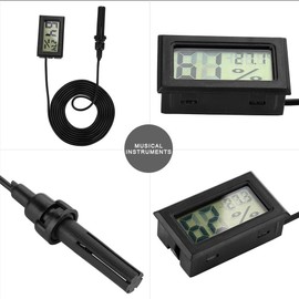 Guitar Violin Ukulele Temperature Humidity Meter Thermometer and Hygrometer Temperature Humidor for String Instruments (Black)