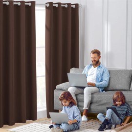 HOMEIDEAS Blackout Curtains for Bedroom 52 X 96 Inch Long 2 Panels Set Chocol...