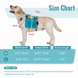 DORA BRIDAL Dog Backpack for Medium & Large Dogs, Dog Backpack Harness, Dogs Hiking Backpack with Side Pockets, Outdoors Pet Saddle for German Shepherd, Labrador (Blue, Medium)