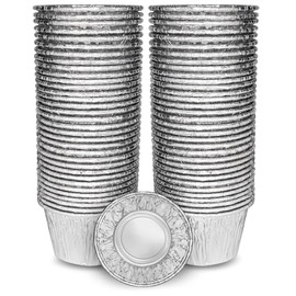 25 Bakery direct Round disposable foil pudding dishes - Reusable Cupcake Cases Pie Dish Tray Baking Tart Muffin Yorkshire Pudding