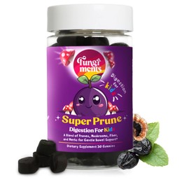 Fungiments Super Prune Kids - Great for Constipation Relief - Mushroom Supplement - Turkey Tail Mushrooms, Fiber, Rhubarb, Prunes, Ginger, Chamomile (30 Mushroom Gummies)
