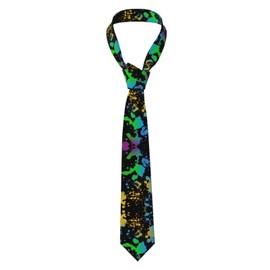 KEOUiP Glow in Dark Splatter Neon Ties for Men Business Neck Ties Fashion Neckwear Novelty Casual Neckties Festival Outfits Accessory