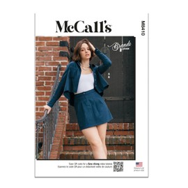 McCall's Misses' Button-Down Shirt and Mini Skirt Sewing Pattern Kit by Brandi Joan, Design Code M8410, Sizes 18-20-22-24-26, Multicolor