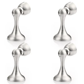 Probrico Brushed Nickel Magnetic Door Stoppers for Bottom of Door, Stainless Steel Magnet Door Catch Door Stops to Keep Door Open, Heavy Duty Door Holder, Wall and Floor Mounting, 4 Pack