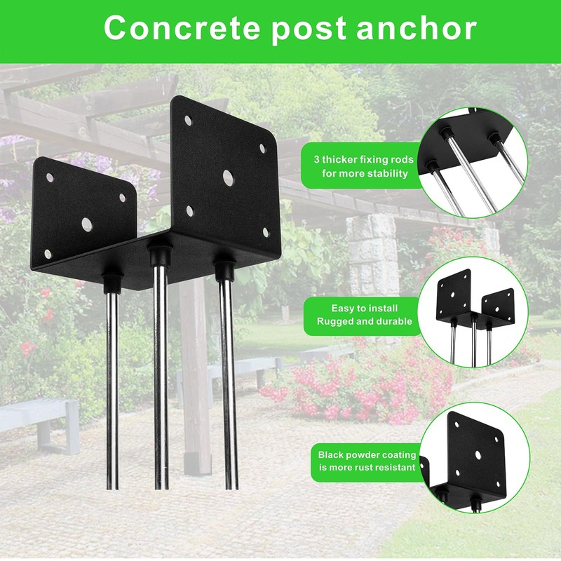 Wpbhk 6x6 Concrete Post Anchor, U Shape Fence Post Holder,