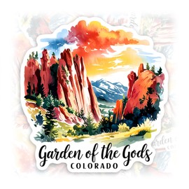 Garden of The Gods Colorado Sticker Watercolor Adventure Waterproof Vinyl Sticker for Water Bottle Hard Hat Helmet Car Bumper Laptop