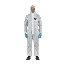 Ansell AlphaTec Bodysuit, Disposable Jumpsuit with Hood, Chemical Protection, Industrial Protective Clothing for Men and Women (Pack of 1), White