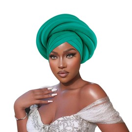 New Nigeria Heavy Industries Sponge Wrap Headcap for African Headbands Auto Gele Turban WRA (Green)