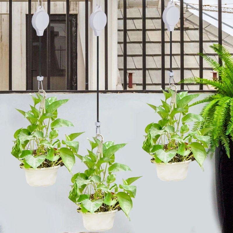 Haakong 6 Pcs Retractable Plant Hanger, Easy Reach Plant Pulley