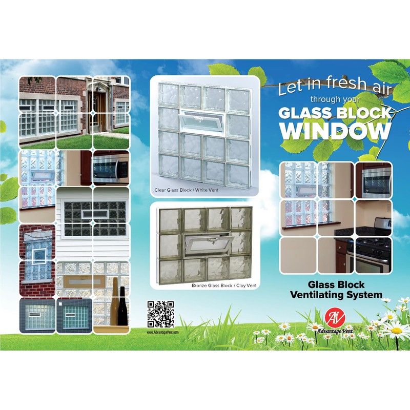 2408 Hopper Vent Window for Glass Blocks, Sheds, Cabins, Tiny