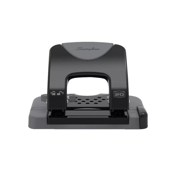 Swingline SmartTouch 2 Hole Punch Black Gray 20 Sheet Capacity