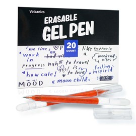 Volcanics Red Erasable Gel Ink Pens 20 Pack – Smooth Writing Heat Erasable Gel Pens with Cap, No Refill Needed, No Smudge, Perfect for School, Office, Journaling, Note Taking, Drawing